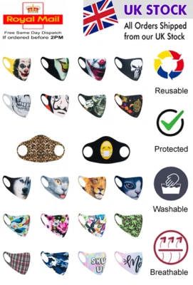 Face Mask's Adult Washable Breathable Reusable MouthProtectionCover Print Unisex - Image 1 of 2