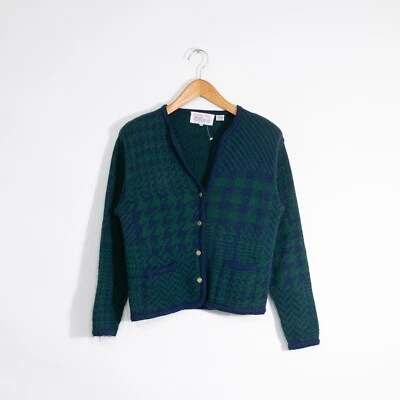 Cárdigan suéter vintage con botones de espiga Tally Ho para mujer mediano - desgastado Foto 1 de 4