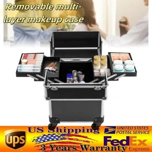 Professional Travel Makeup Case Beauty Train Case Rolling Cosmetic Organizer New - Picture 1 of 20