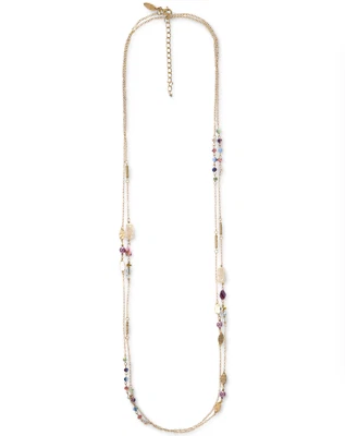 NUEVO STYLE & CO COLLAR EN CAPAS CADENA DOBLE CUENTAS TONO DORADO HEBRA LARGA 41" NUEVO CON ETIQUETAS Foto 1 de 4