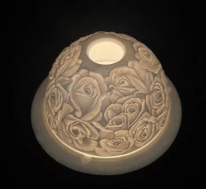 Bernardaud Limoges Candle Votive Bouquet of Roses | Lithophane - Picture 1 of 8