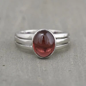 925 Sterlingsilber roter Granat oder schwarzer Onyx Edelstein Ring ALLE Größen verfügbar - Bild 1 von 12