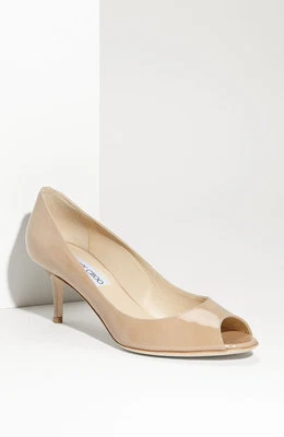 ¡NUEVO! Zapatos de salón Jimmy Choo Isabel de cuero nude punta abierta tacón bajo 37 EU - 6,5 EE. UU. Foto 1 de 4