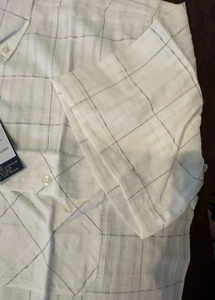 NEW Men Shirt XL (bust48", L28") White Plaid, Short Sleeve Button Up Summer - Picture 1 of 9