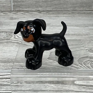 Lego Duplo - Dog - Black Brown - Doberman Pinscher Rottweiler - Animal Figure - Picture 1 of 7