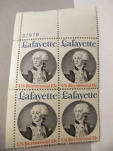 SCOTT STAMP # 1716 LAFAYETTE 13 CENT PLATE BLOCK - MNH - Picture 1 of 1