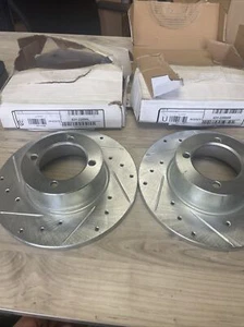 For Opel 1900 71-73 R1 Premium Drilled & Slotted Front D & P Brake Rotors 2 Pcs - Picture 1 of 9