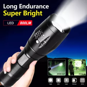Outdoor Adjustable Zoom LED Flashlight Camping Focus Tactical Torch Flash Light - Picture 1 of 11
