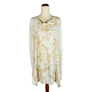 Elisa Cavaletti Long Sleeve Shift Dress Size M Cowl Neck High Low Knee Length - Picture 1 of 11