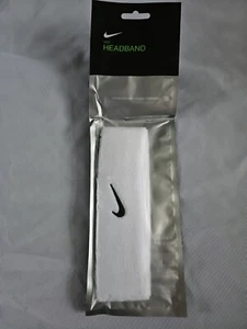 NIKE Unisex 2" Wide Swoosh Headband White with Black Logo One Size - Picture 1 of 2