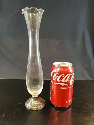 Vintage Sterling Silver 925 TOWLE #3003 Etched Design Glass Vase WEIGHTED 10" - Image 1 of 4