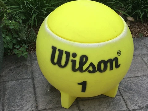 Vintage Wilson Tennis Ball Toy Box Plastic Storage Bin Ad Promo Giant Size Sport Cover