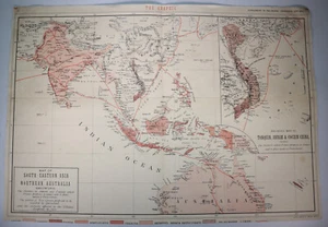 1883 MAP OF SOUTH-EASTERN ASIA AND NORTHERN AUSTRALIA Tonquin Annam Cochin China - Picture 1 of 9