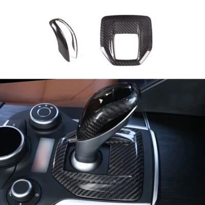 Real Carbon Fiber Gear Shift Panel KNOB Trim For Alfa Romeo Giulia Stelvio 17-19 - Image 1 of 3
