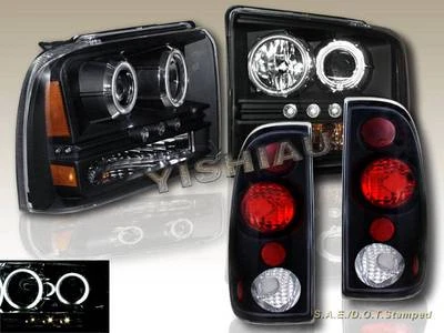 05-07 FAROS PROYECTOR FORD F250 F350 SUPER DUTY CCFL CON LED + LUZ TRASERA NEGRA Foto 1 de 4