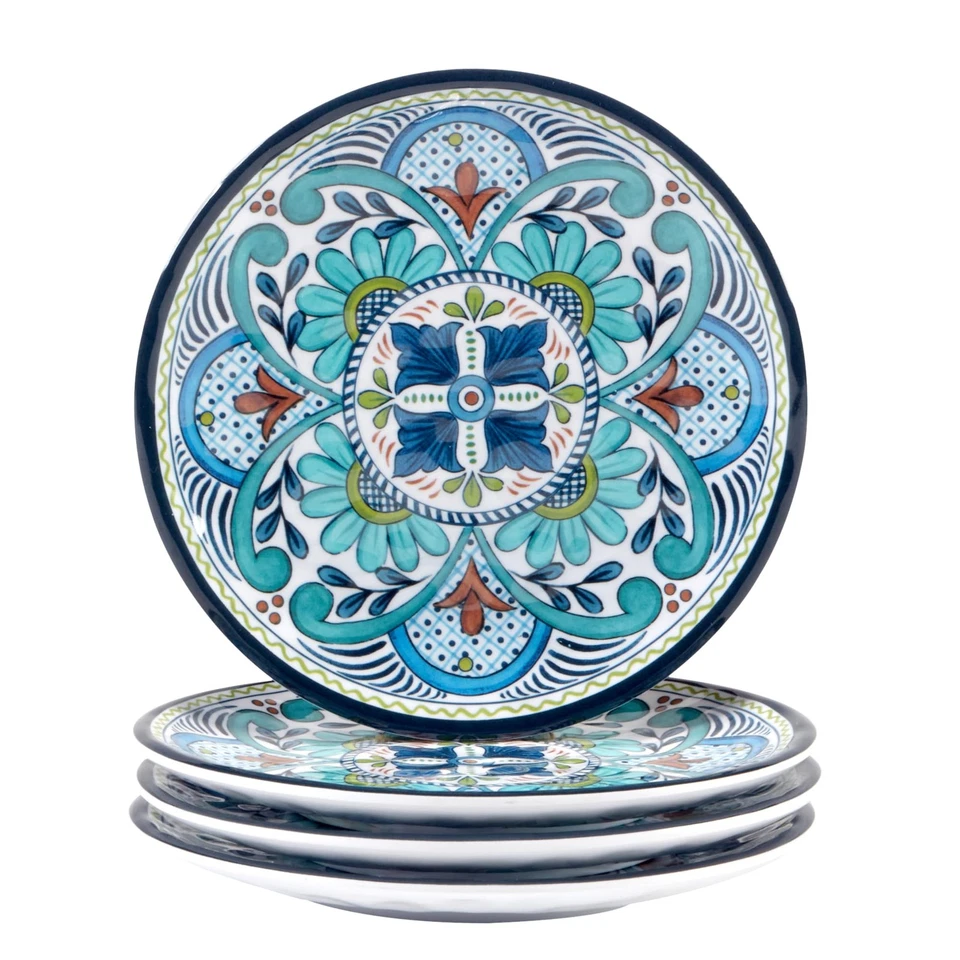 Certified International Talavera Canape Plate Set 6-Inch, 4-Piece for Everyday