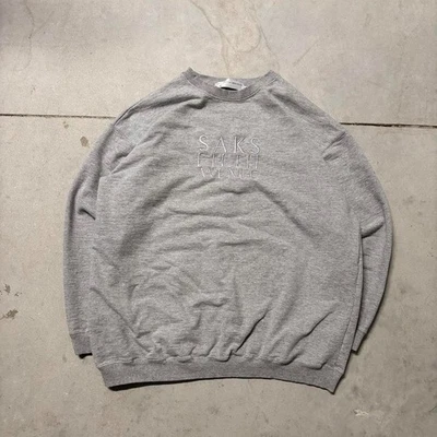 VINTAGE Saks Fifth Avenue Gris Manga Larga Jersey Acogedor Sudadera Talla Grande Foto 1 de 4
