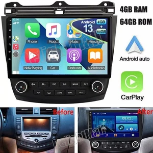 Apple CarPlay For Honda Accord 03-07 Android 13 Car Stereo Radio GPS WIFI FM 64G - Picture 1 of 23