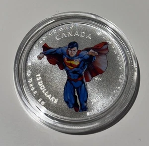 Moneda de plata de $15 de Canadá 2013 DC Comics 75th Ann Superman moneda de color RCM  - Imagen 1 de 2