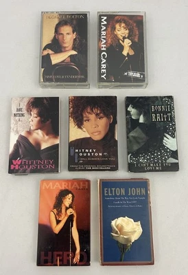Lot Of 7 Pop Rock Slip Case Cassette Singles Mariah Whitney Bonnie Elton READ - Imagem 1 de 4