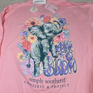 Simply Southern T-Shirt Damen 2XL Langarm Track Elefant Bloom Candy Neu mit Etikett - Bild 1 von 9