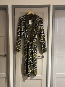 NEW with Tags Beautiful Longline Geometric Chunky Knit Boho Cardigan - Picture 1 of 17
