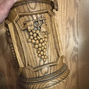 Vintage Ice Bucket 70s Faux Wood Grain Grape Clusters Insulated - Picture 1 of 9