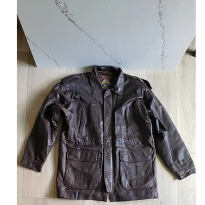 Wilsons Adventure Bound Jacket Mens L Brown Leather Moto Vintage Workwear - Picture 1 of 8