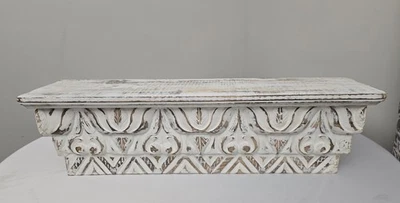Estante de Pared Francés Flotante Madera De Colección 25.5" Blanco Envejecido Ornamental Foto 1 de 4