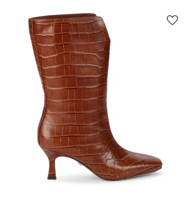 Botas de couro SAM EDELMAN Lolita meia panturrilha crocodilo em relevo tamanho 8 novas $200 - Imagem 1 de 4