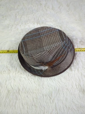 Sombrero Fedora SCALA PRONTO a Cuadros Gris, Marrón, Azul Talla Única/22" Forrado Unisex Nuevo sin Etiquetas Foto 1 de 4