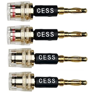 CESS-187 Banana Plug Connect to Spade Fork Plug Speaker Cable Adapter, 4 Pack - Picture 1 of 8