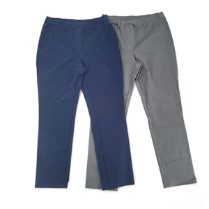 2 Pair Susan Graver Stretch Pants Size S Navy & Gray Straight Leg Pull-On EUC - Picture 1 of 4