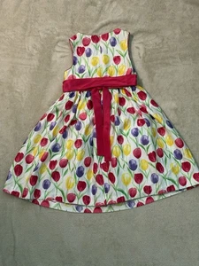 American Princess Girls Pink Orange Floral Tulip Party Dress Flower Girl - Picture 1 of 7