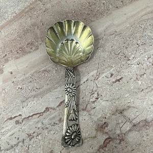 Sterling TIFFANY & CO  Vine Daisy Bon Bon Spoon With Gold Washed Shell Form Bowl - Picture 1 of 5