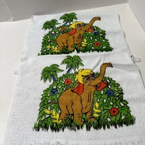 Dschungelbuch Handtuch Elefant Blumen Geschirrtuch Fransen 80er Vintage 23”x15” - Bild 1 von 10