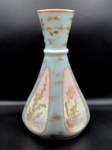 10" Harrach Victorian Hand Painted Floral & Country Scene Art Glass 4 Sided Vase - Picture 1 of 18