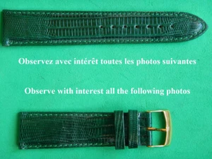 20 MM Armband Grün Stil Eidechse Teju- Echtes Leder Von Kalb Genäht Qualität - Picture 1 of 16