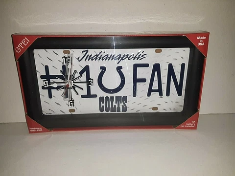 Indianapolis Colts NFL # 1 Fan Quartz License Plate Clock Cover