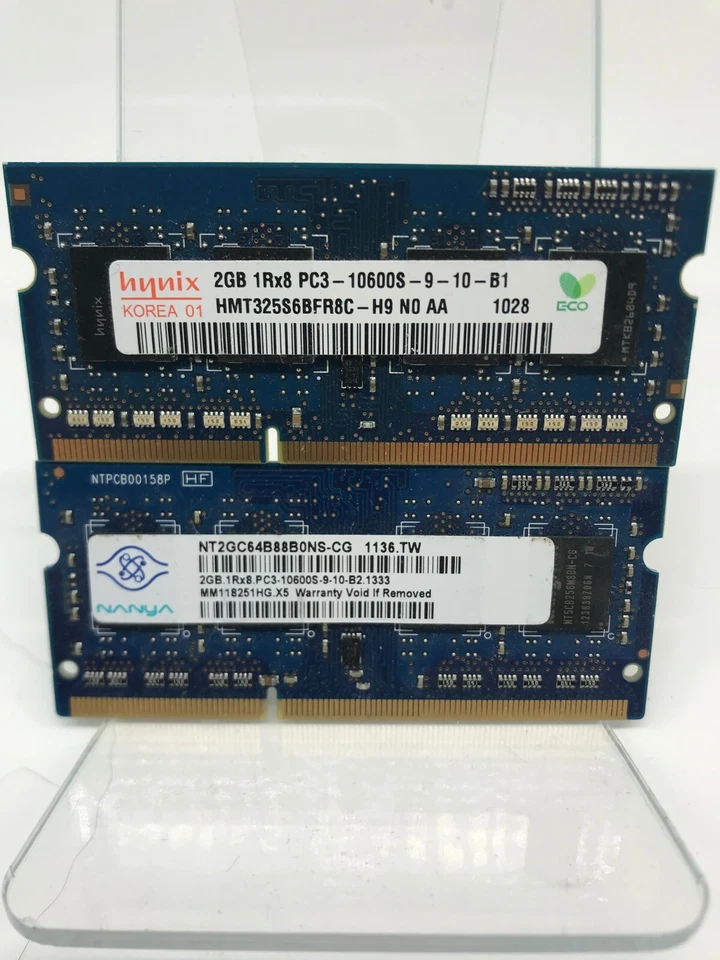 4GB (2x2GB) 1Rx8 PC3-10600S DDR3 204pin SODIMM RAM Laptop Memory - Image 1 of 1