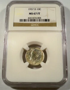 1957-D NGC MS67FT ROOSEVELT DIME 10c MS 67 FT - Picture 1 of 4