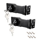 4-inch Keyed Hasp Locks w Screws for Door Keyed Alike Black 2Pcs