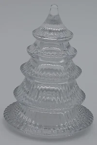 Clear glass crystal Christmas tree figurine height 5 1/2 inches - Picture 1 of 5