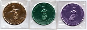 Venus 1963 tri-color set of 3 large breast Gras Krewe Doubloons Nr/Mt rare find - Picture 1 of 2
