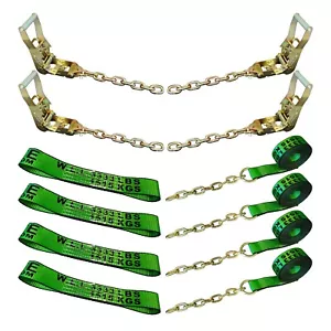 8 Point Roll Back Tie Down System w/ Chain Ends for Car Hauler Carrier Tow Truck - Foto 1 di 7