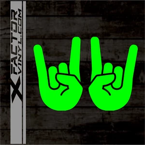 Metal Hands Rock Horns vinyl decals set of hands 15 Color 3 Sizes - Picture 1 of 23