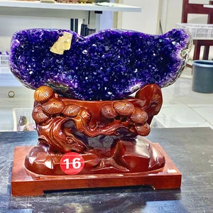 18,72 lb améthyste naturelle brésilienne pointe cristal grappe quartz géod druzy - Photo 1/15