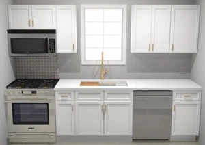 10 ft RTA Kitchen Cabinet White Shaker Premier Solid Wood Set - Picture 1 of 9