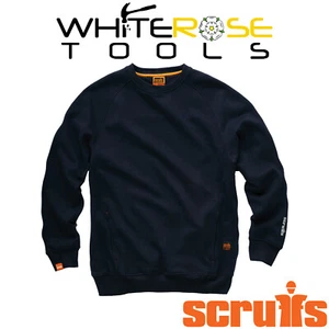 Scruffs Eco Worker Sweatshirt Navy Flexible Cotton Zipped Pocket - Picture 1 of 10