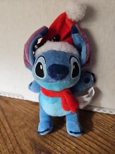 Disney STITCH w/ Christmas Santa Hat Plush Lilo & Stitch Plush 6" With Clip. - Picture 1 of 5